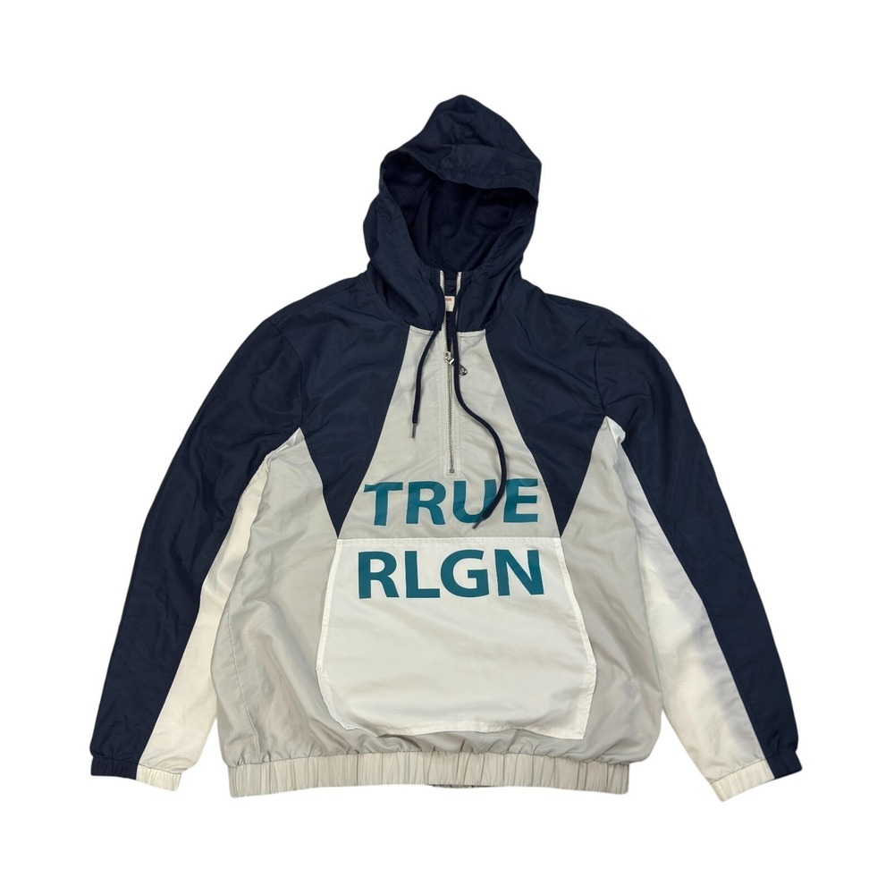 Y2K True Religion Dagger Half Zip Jacket Mens Size M Colorblock Lightweight